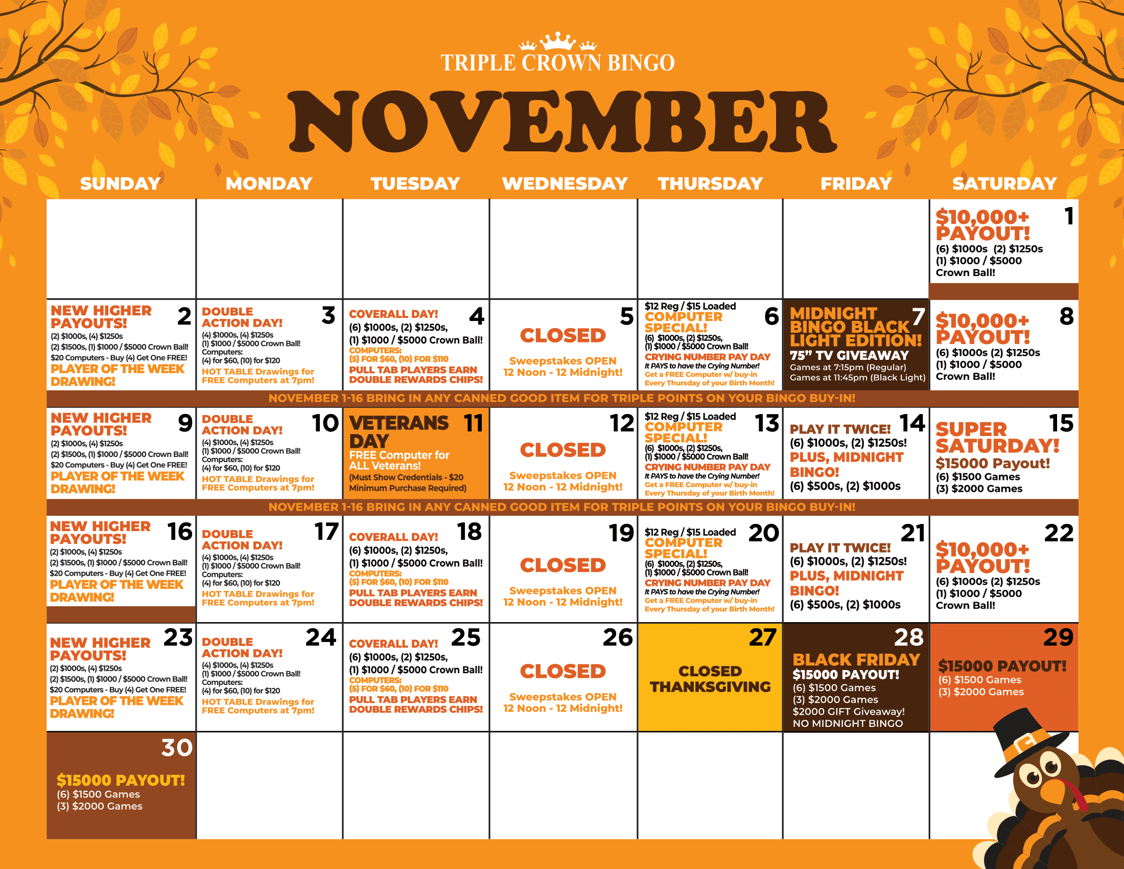 TCB Monthly calendar