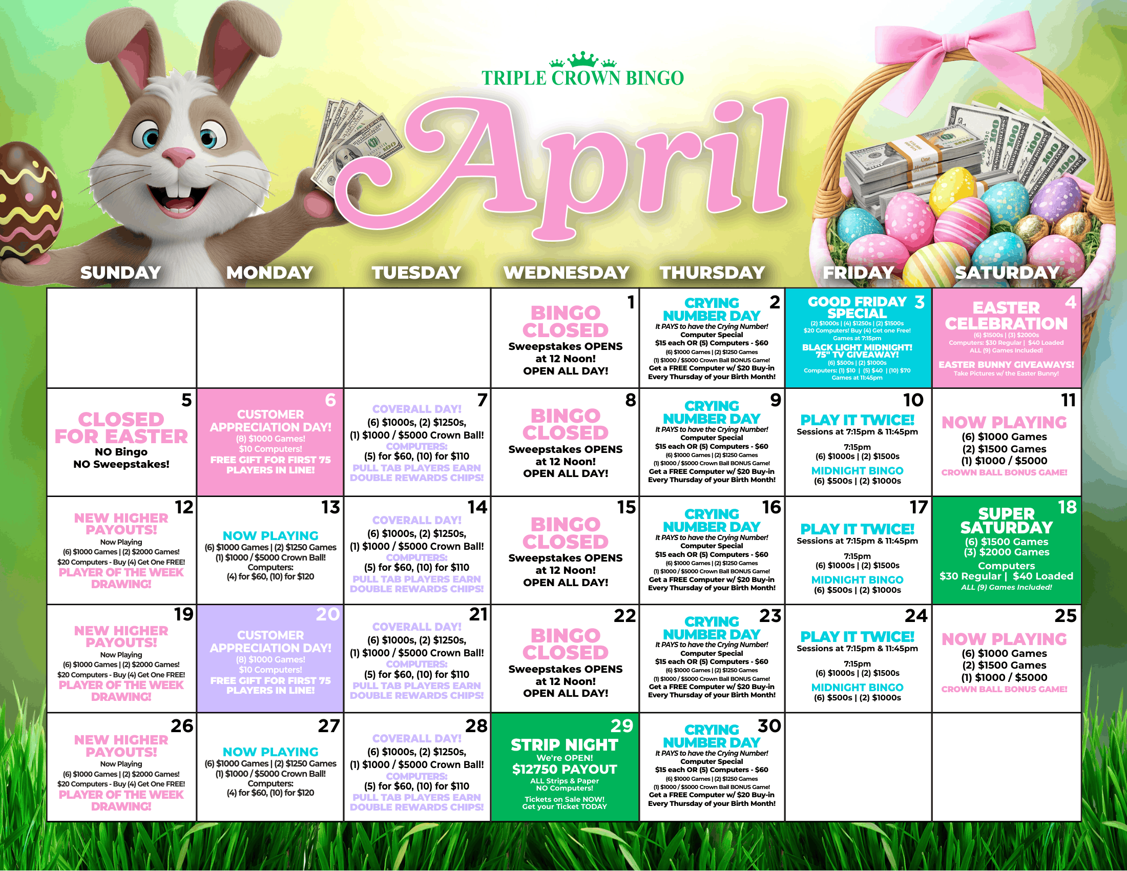 TCB Monthly calendar